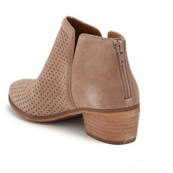 Susina Kyle Perforated Tan Suede Ankle Booties - Picture 3 of 11